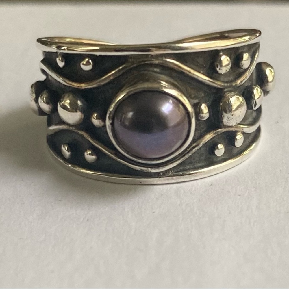 Sterling Silver Black Pearl Statement Ring